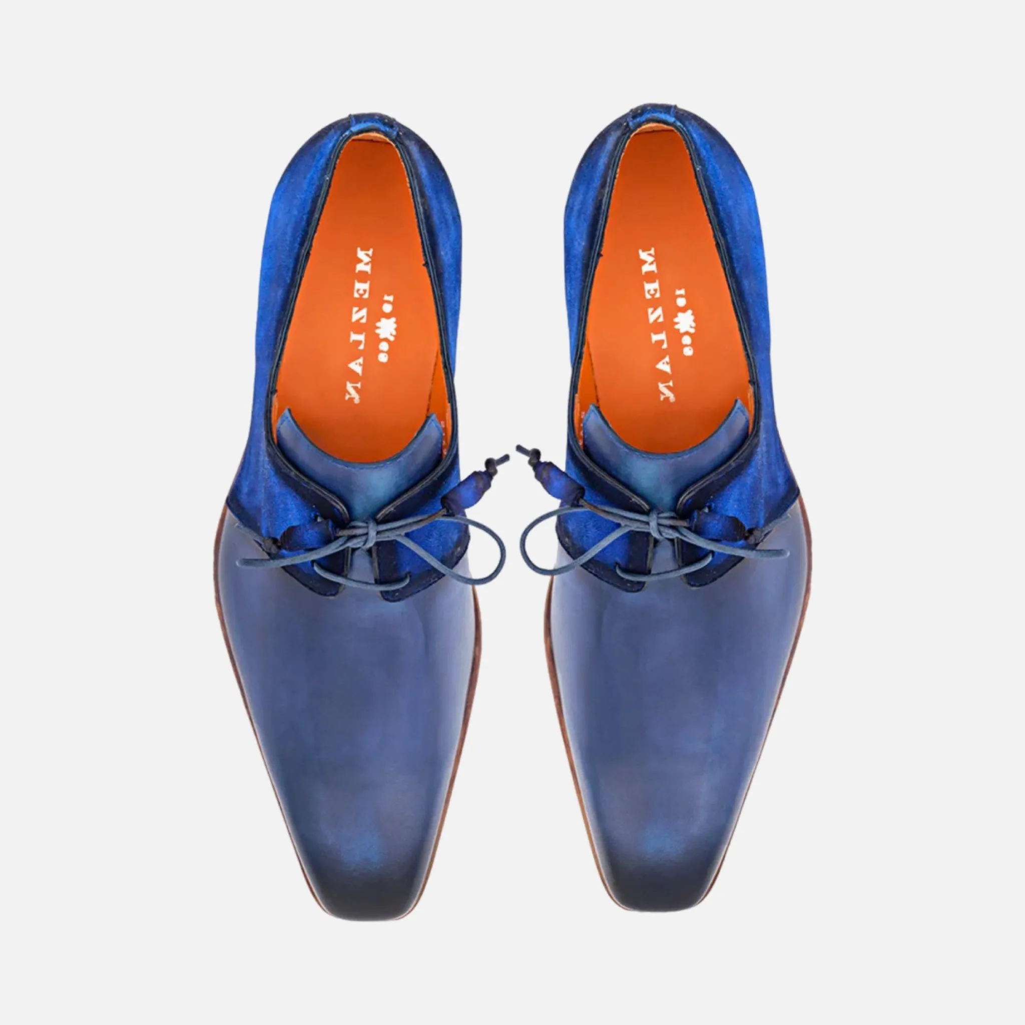 Mezlan Suede and Leather Blue Derby Shoes