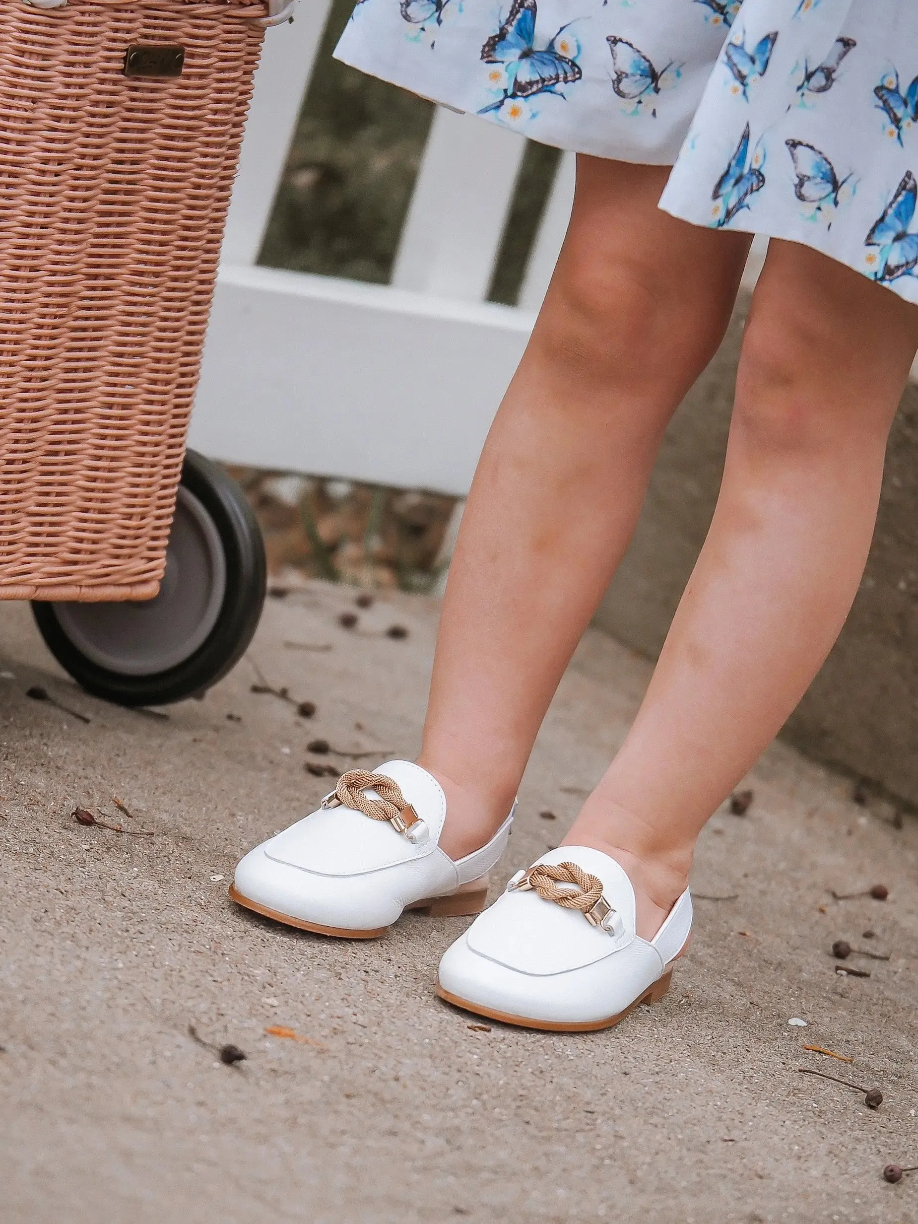 Mila- White Leather Slingback Loafer Shoes