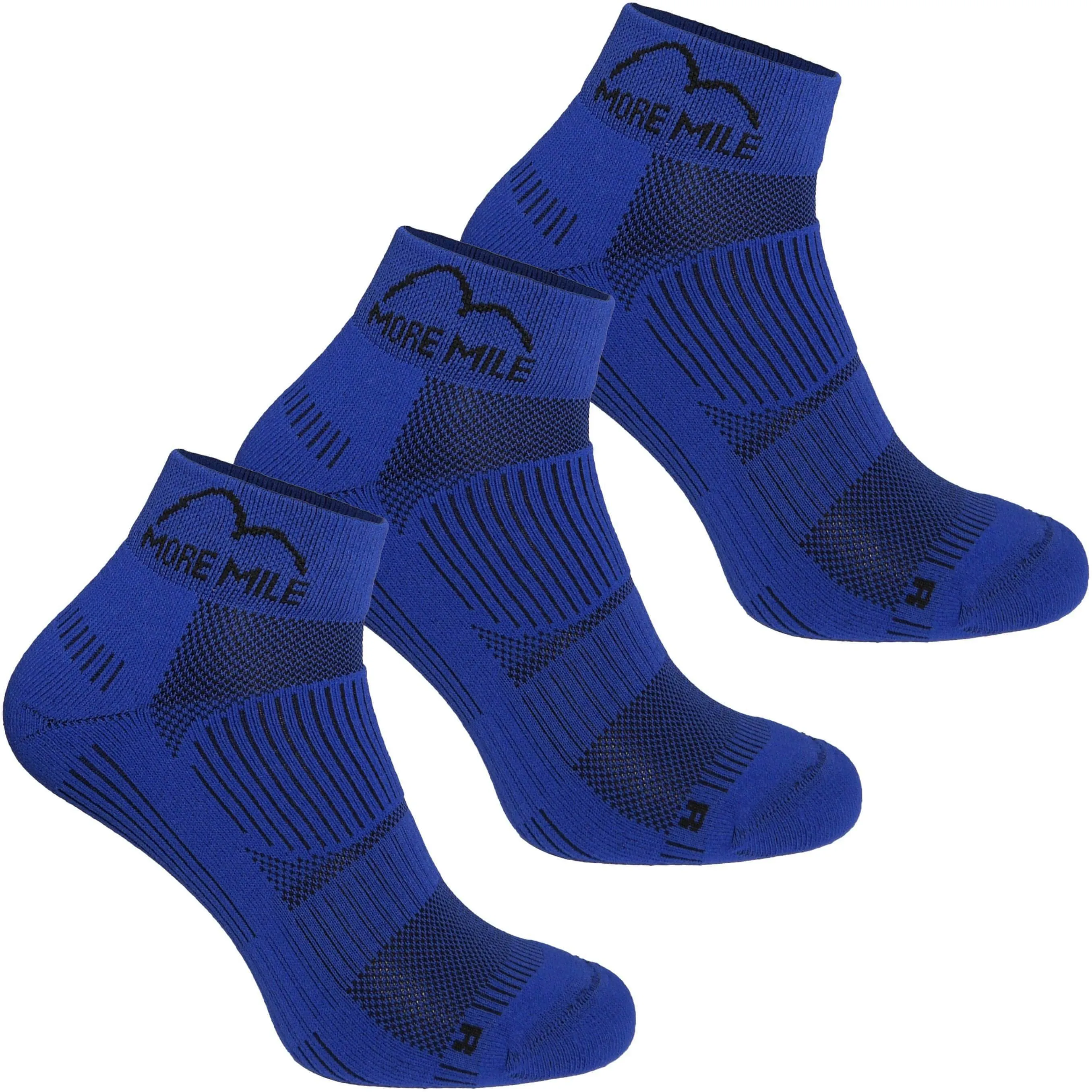 More Mile London 2.0 (3 Pack) Eco Friendly Running Socks - Blue