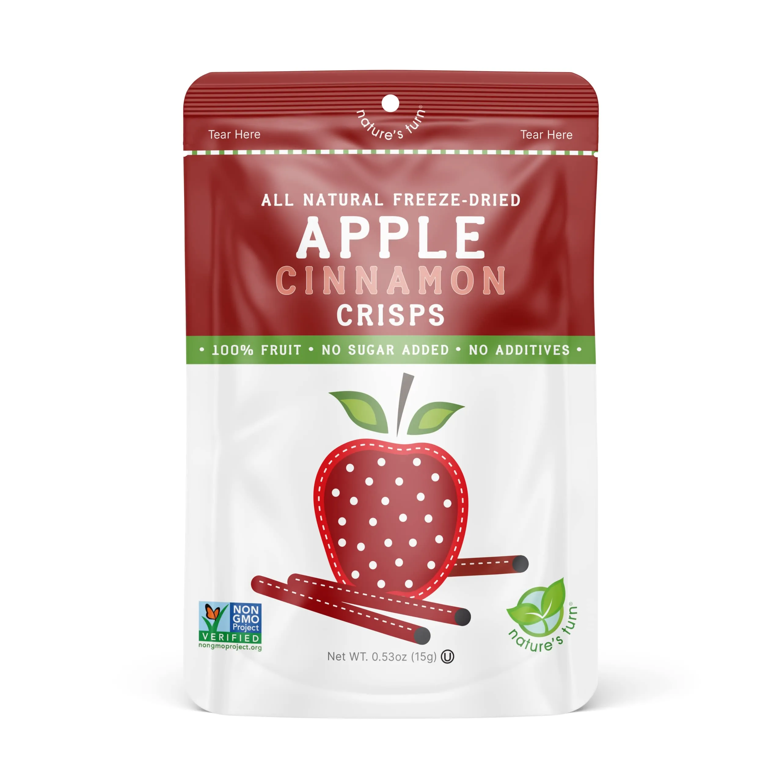 Nature’s Turn Freeze-Dried Fruit Snacks, Apple Cinnamon Crisps - Pack of 6 (0.53 oz Each)