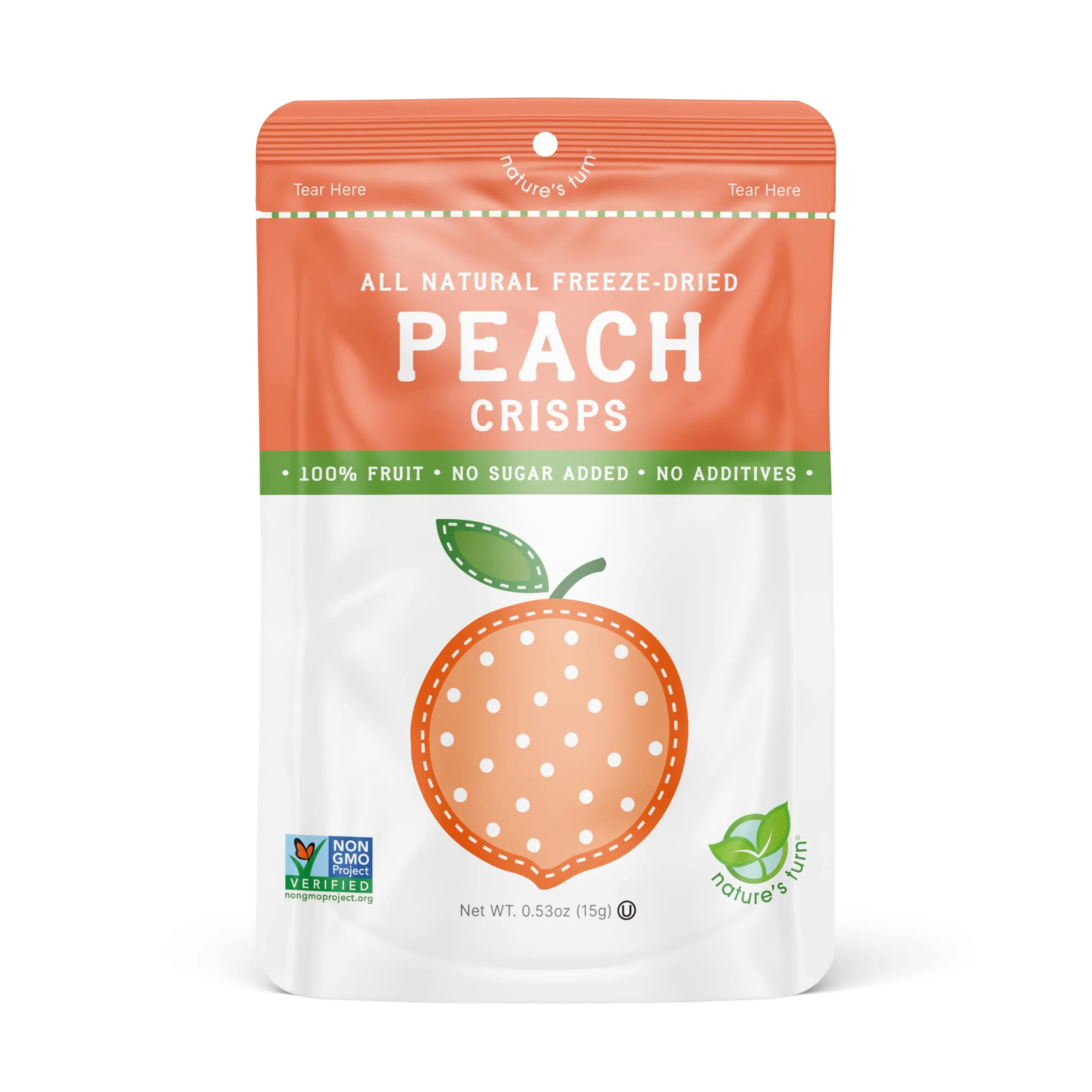 Nature’s Turn Freeze-Dried Fruit Snacks, Peach Crisps - Pack of 6 (0.53 oz Each)