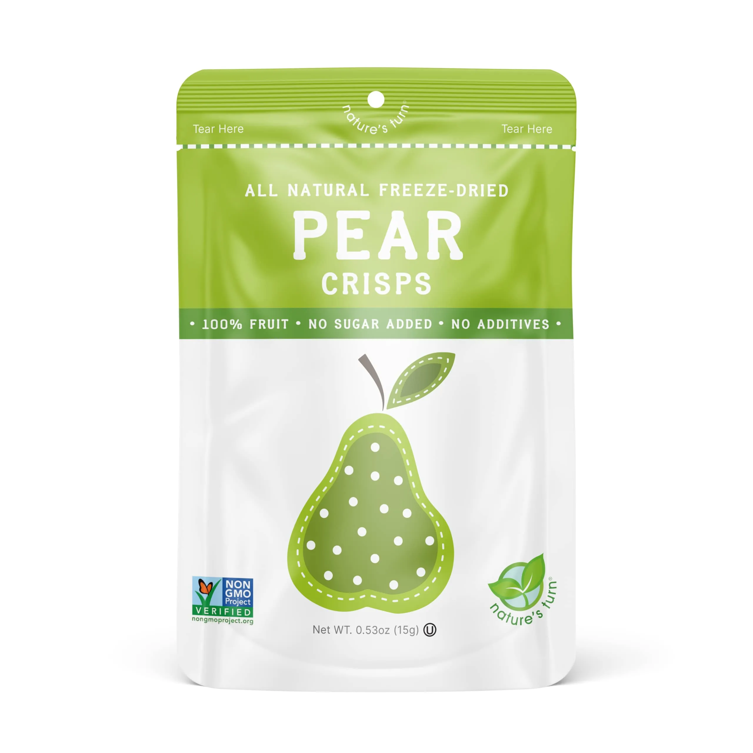 Nature’s Turn Freeze-Dried Fruit Snacks, Pear Crisps - Pack of 6 (0.53 oz Each)