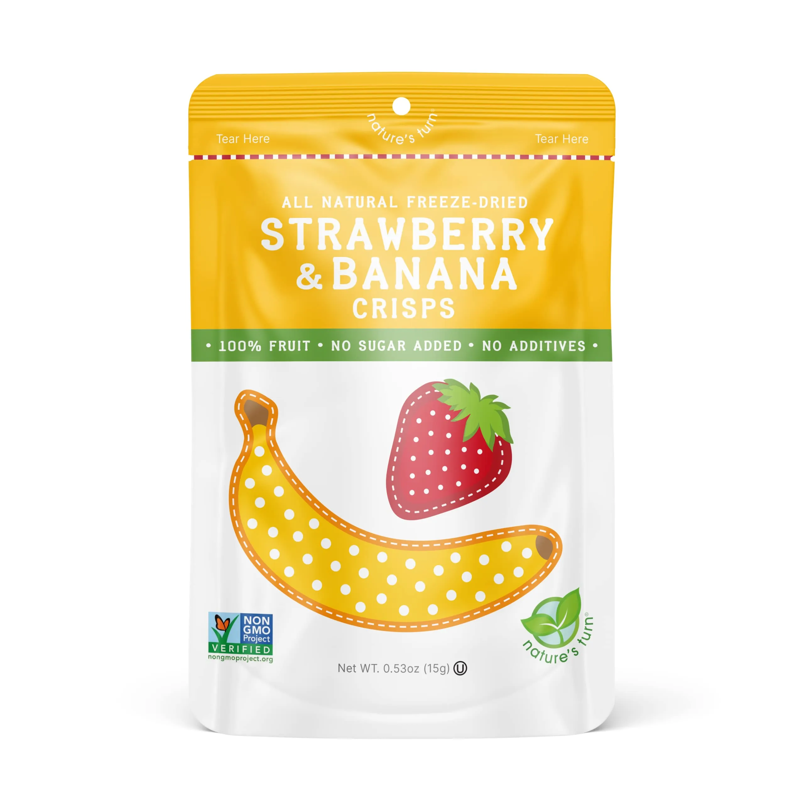 Nature’s Turn Freeze-Dried Fruit Snacks, Strawberry Banana Crisps - Pack of 6 (0.53 oz Each)