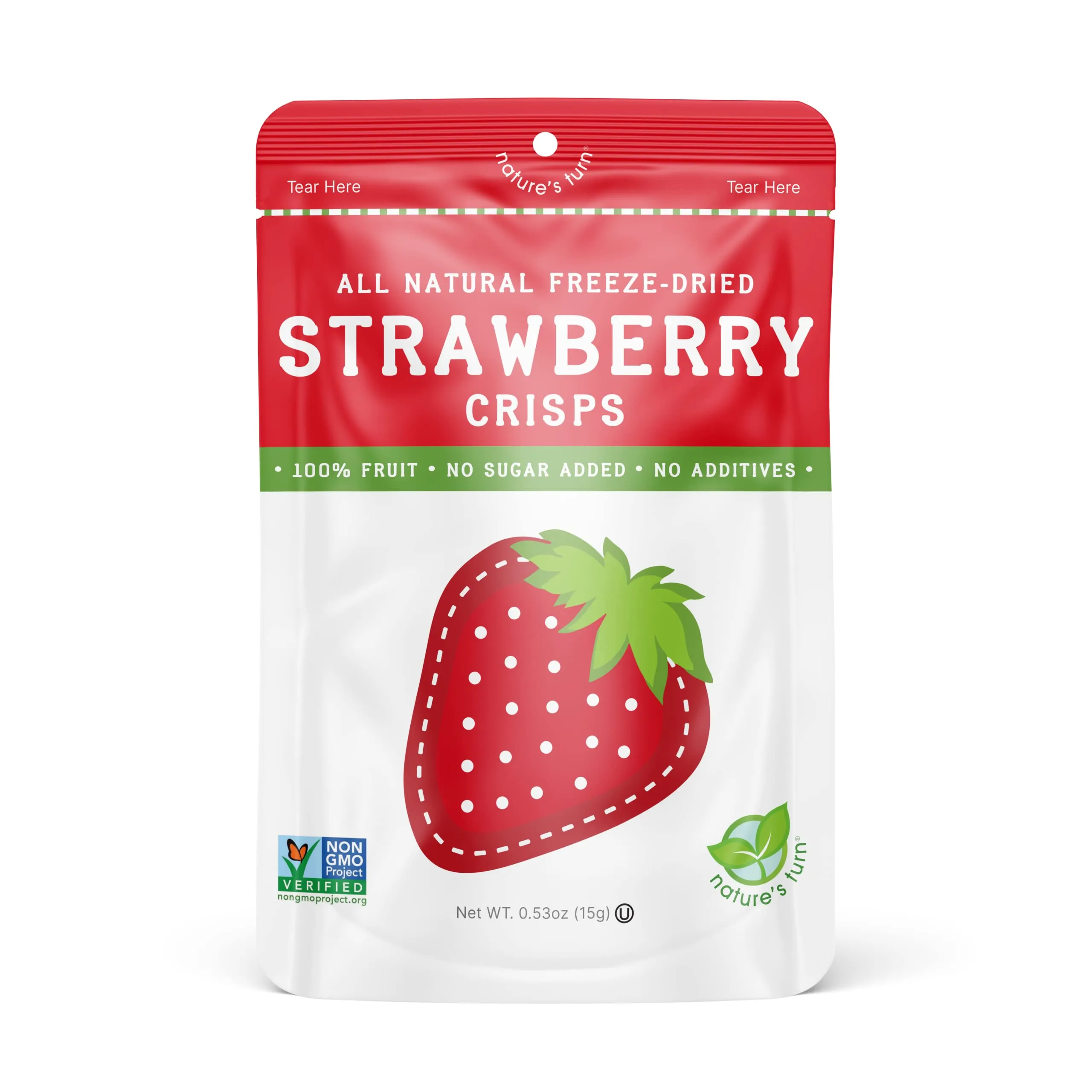 Nature’s Turn Freeze-Dried Fruit Snacks, Strawberry Crisps - Pack of 6 (0.53 oz Each)