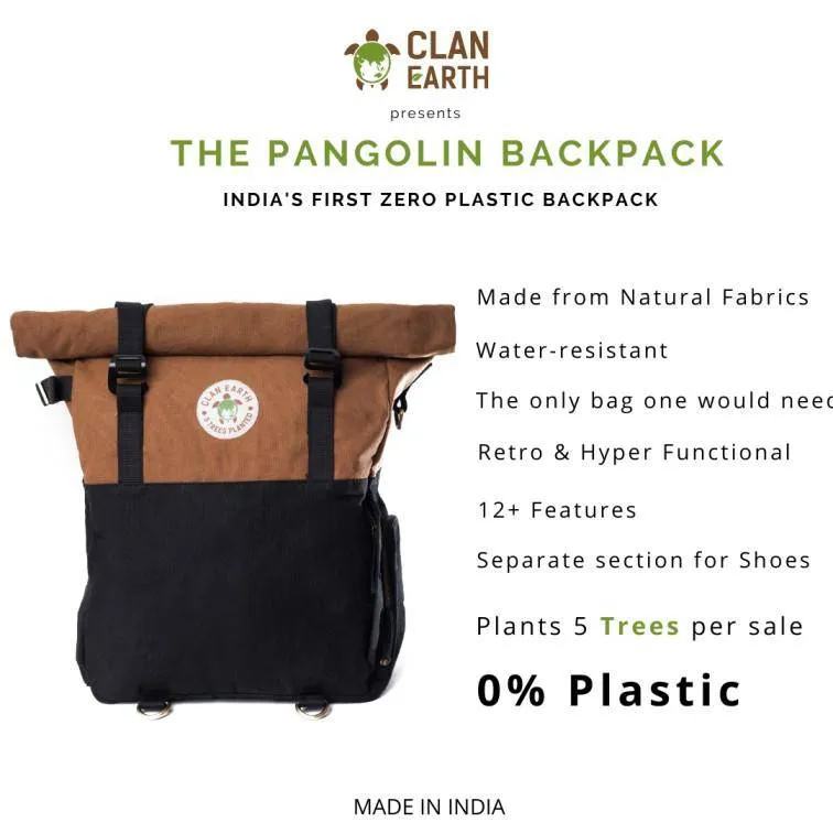 Pangolin Backpack -Canvas Rolltop Travel Backpack - Walnut Brown