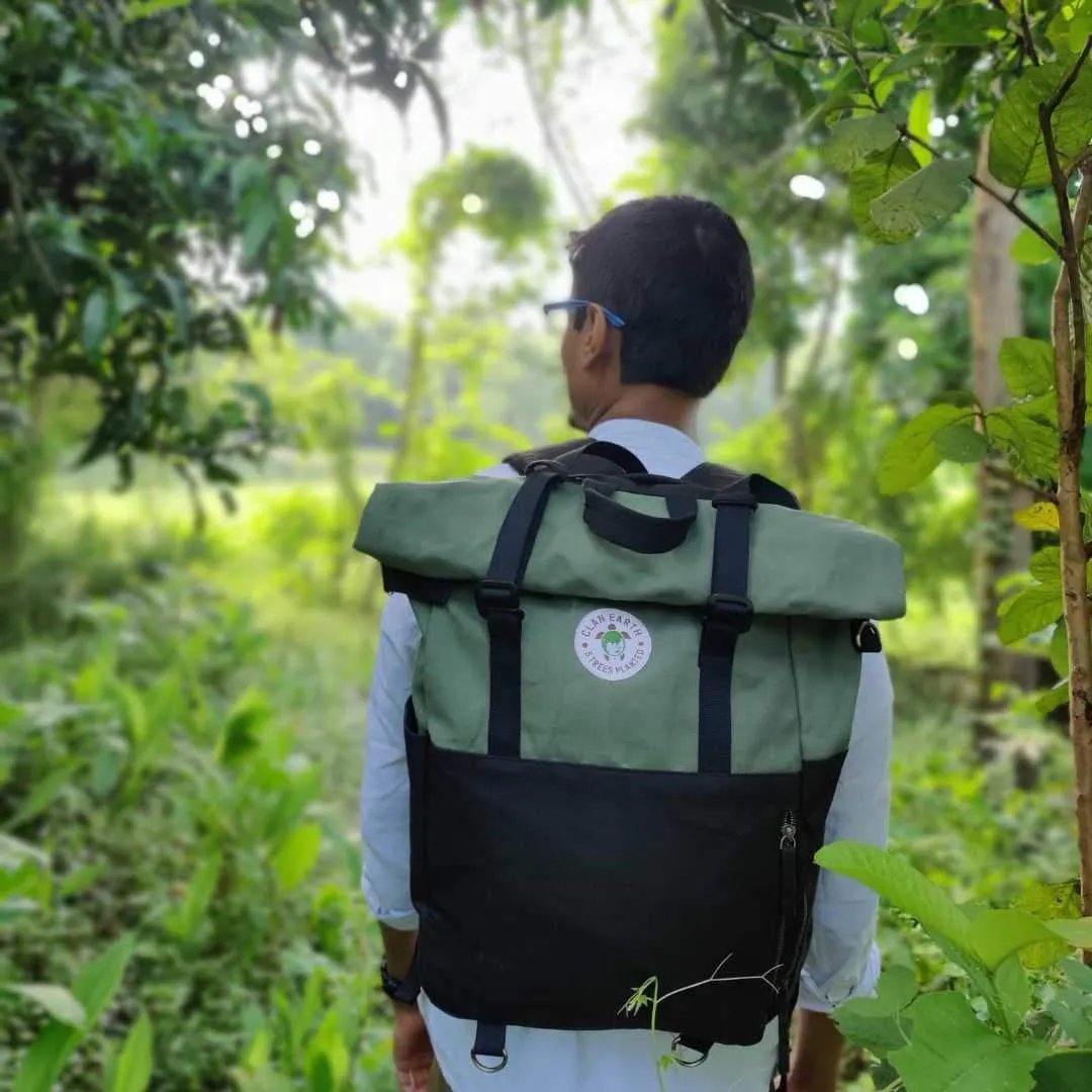 Pangolin Rolltop Backpack - Daily Carry and Travel Backpack - Navy Blue & Charcoal Black