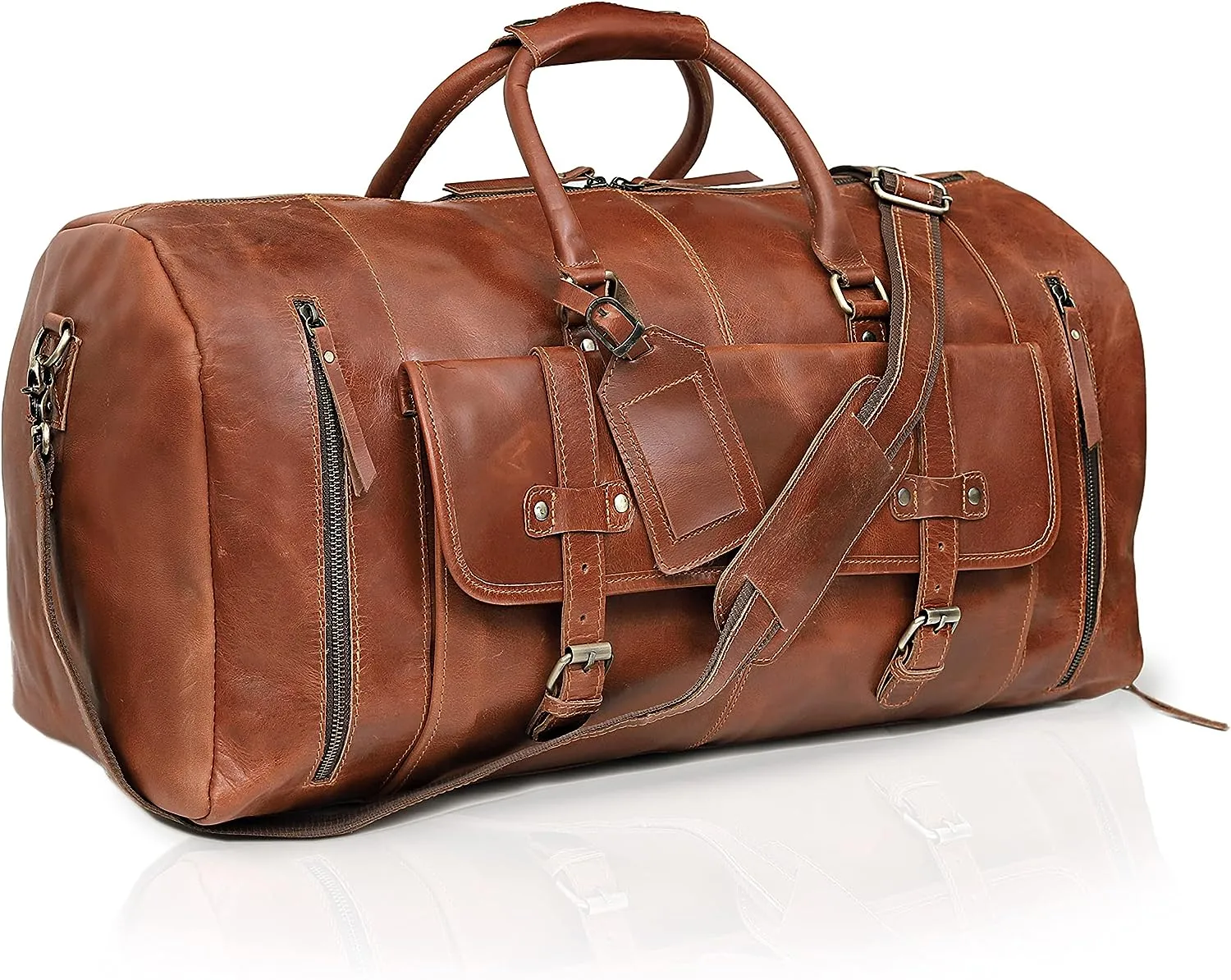 Premium Leather Travel Duffel Bag: Your Stylish Weekend and Flight Companion in Light Brown - Vintage leather bag - Vintage look