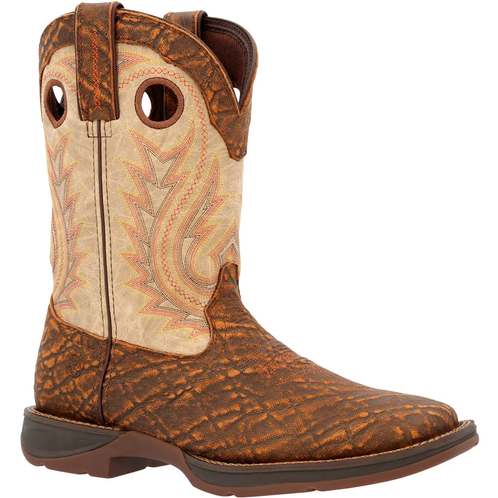 Rebel Elephant Print Square Toe Cowboy Boots