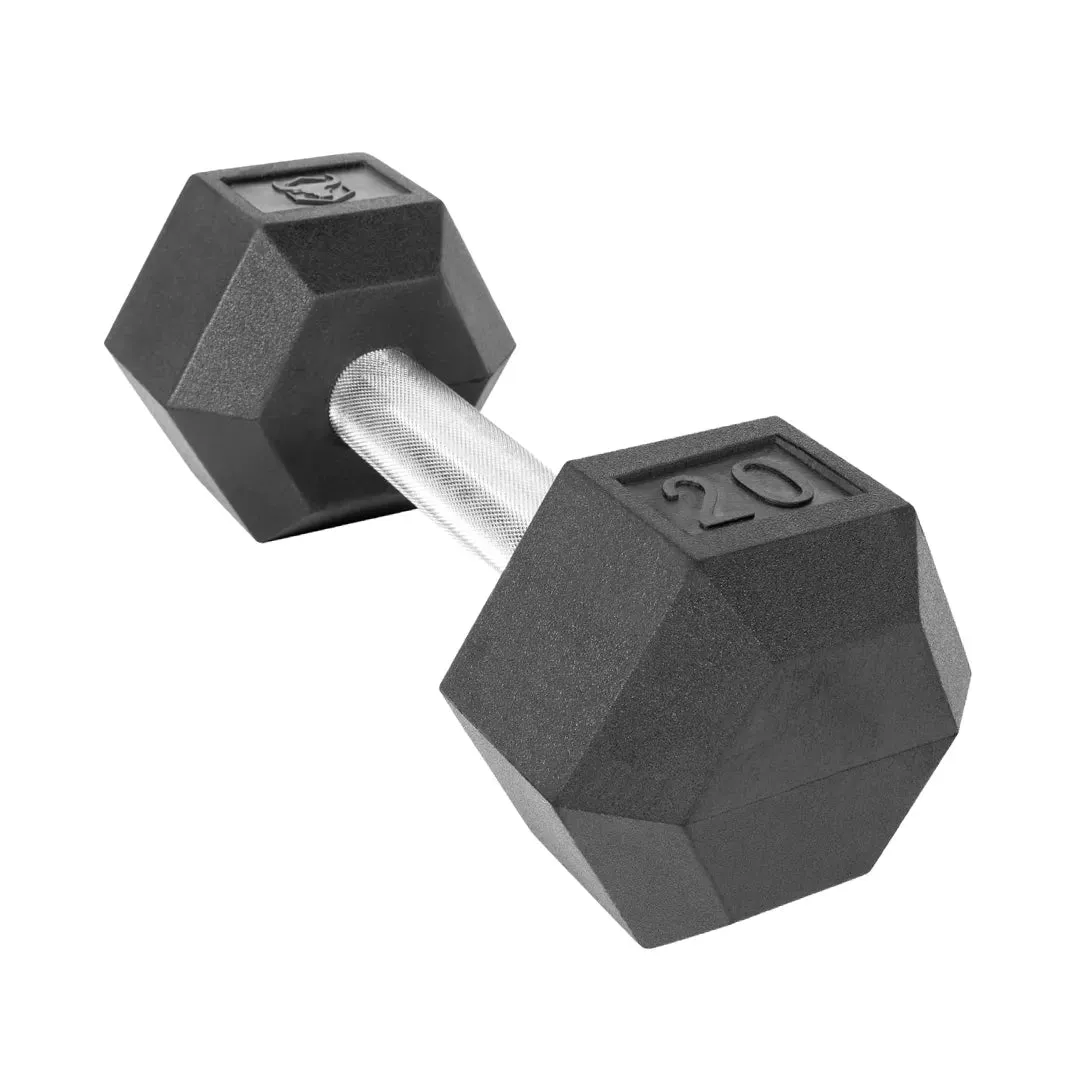 Rubber Hex Dumbbells & Sets (LB)