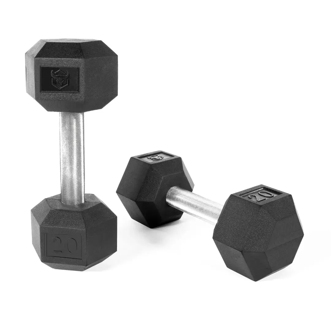 Rubber Hex Dumbbells & Sets (LB)