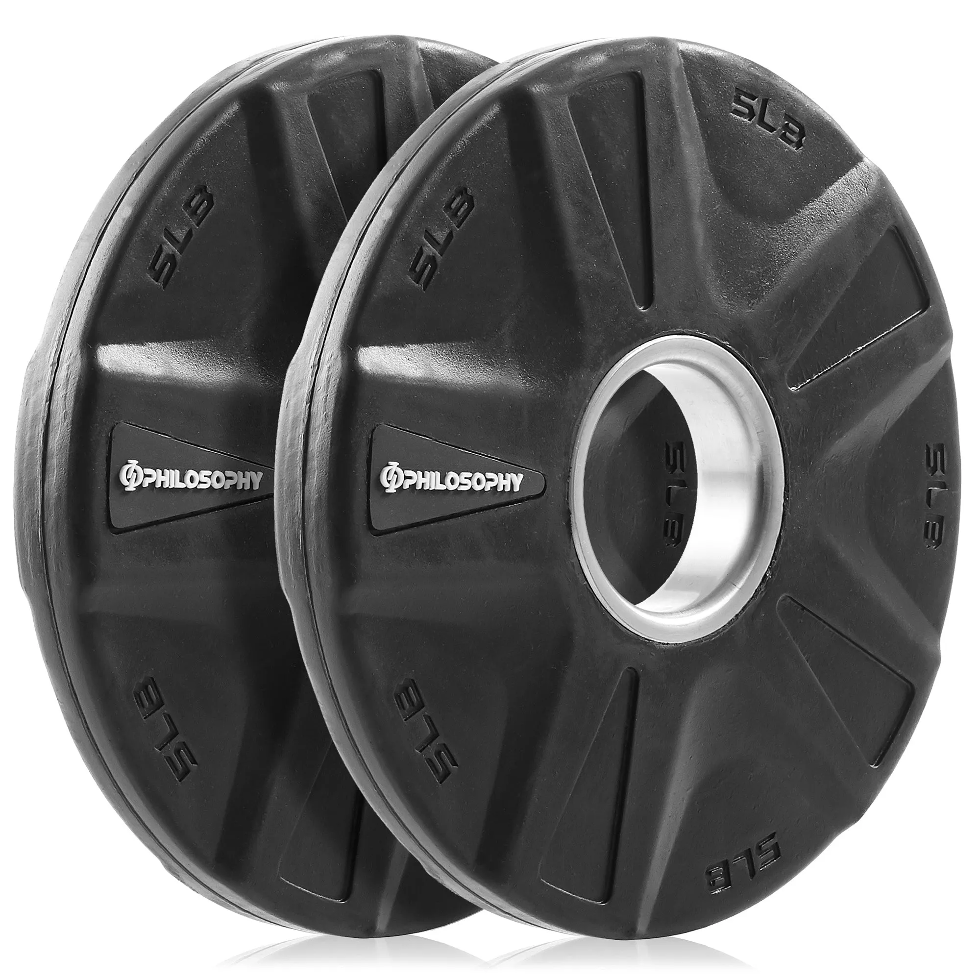 Set of 2 Rubber Coated 2-inch Olympic Grip Weight Plates