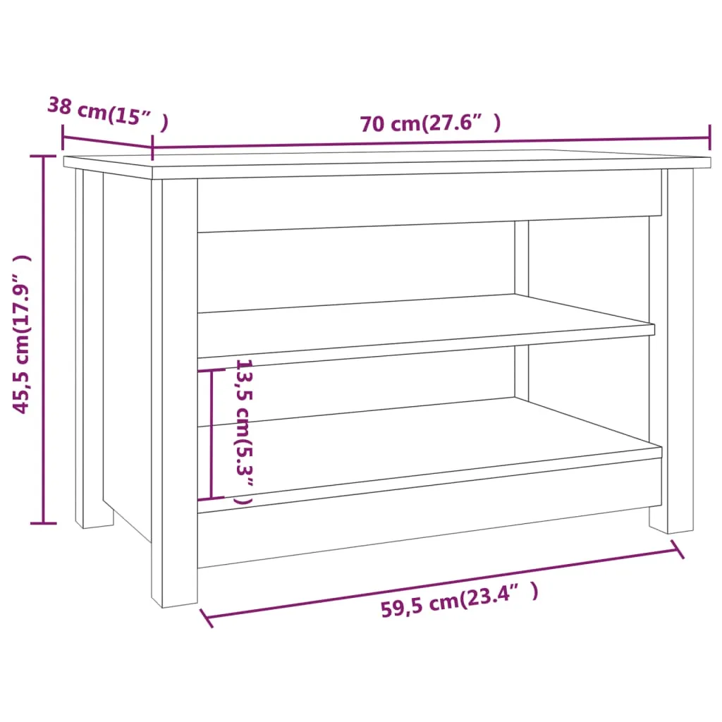 Shoe Bench 70x38x45.5 cm Solid Wood Pine