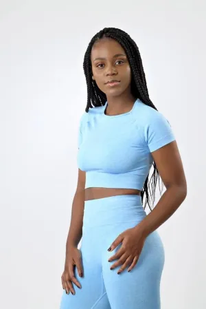 Short Sleeve Crop Top in Blue