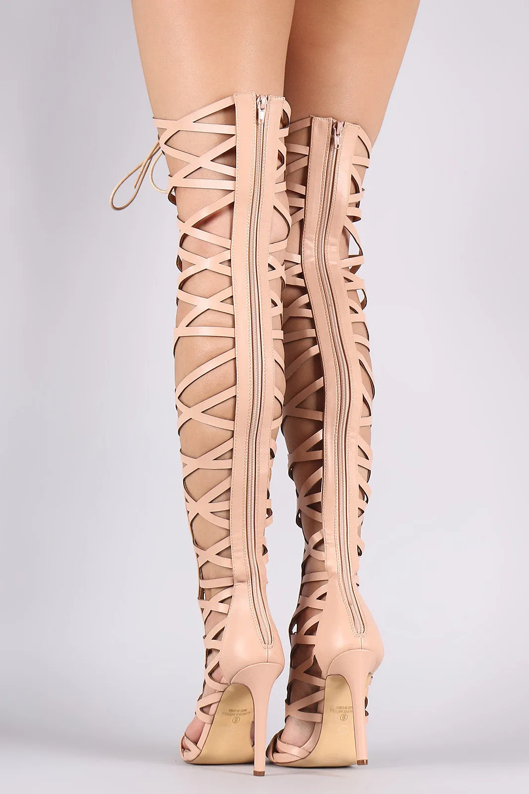 Strappy Open Toe Lace-Up Gladiator Heel