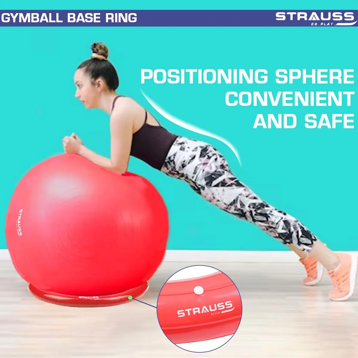 Strauss Gym Ball Base Ring | Round Anti Slip,Thickened & Stable Base| Yoga Ball Fitness Balance Base | Suitable for Home,Gym & Office,(Red)