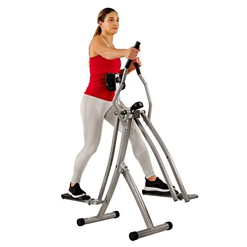 Sunny Health & Fitness SF-E902 Air Walk Trainer Elliptical Machine Glider w/LCD Monitor, 220 LB Max Weight and 30 Inch Stride