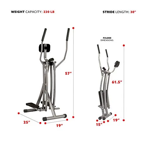 Sunny Health & Fitness SF-E902 Air Walk Trainer Elliptical Machine Glider w/LCD Monitor, 220 LB Max Weight and 30 Inch Stride