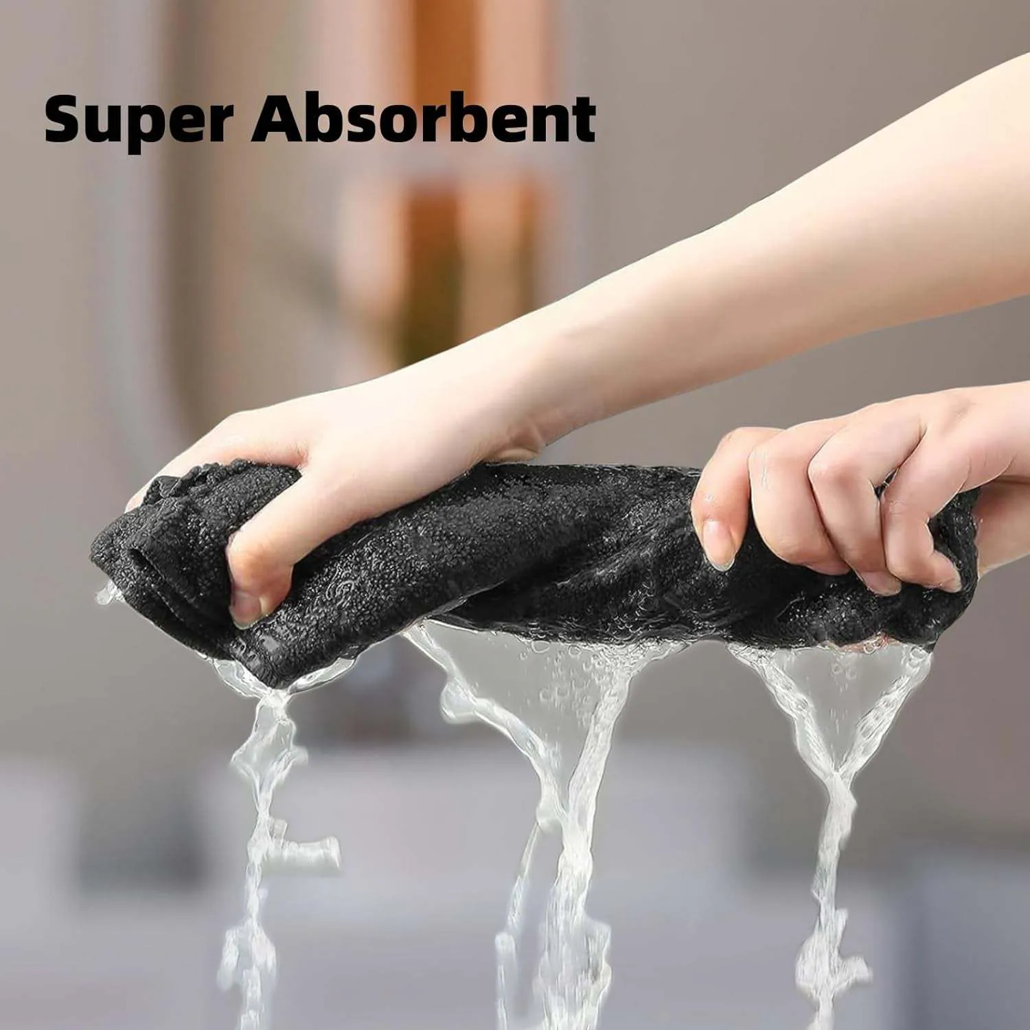 Super Soft Black Salon Towels 6 Pack 27" X 16"