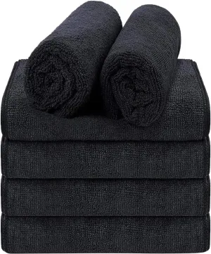 Super Soft Black Salon Towels 6 Pack 27" X 16"