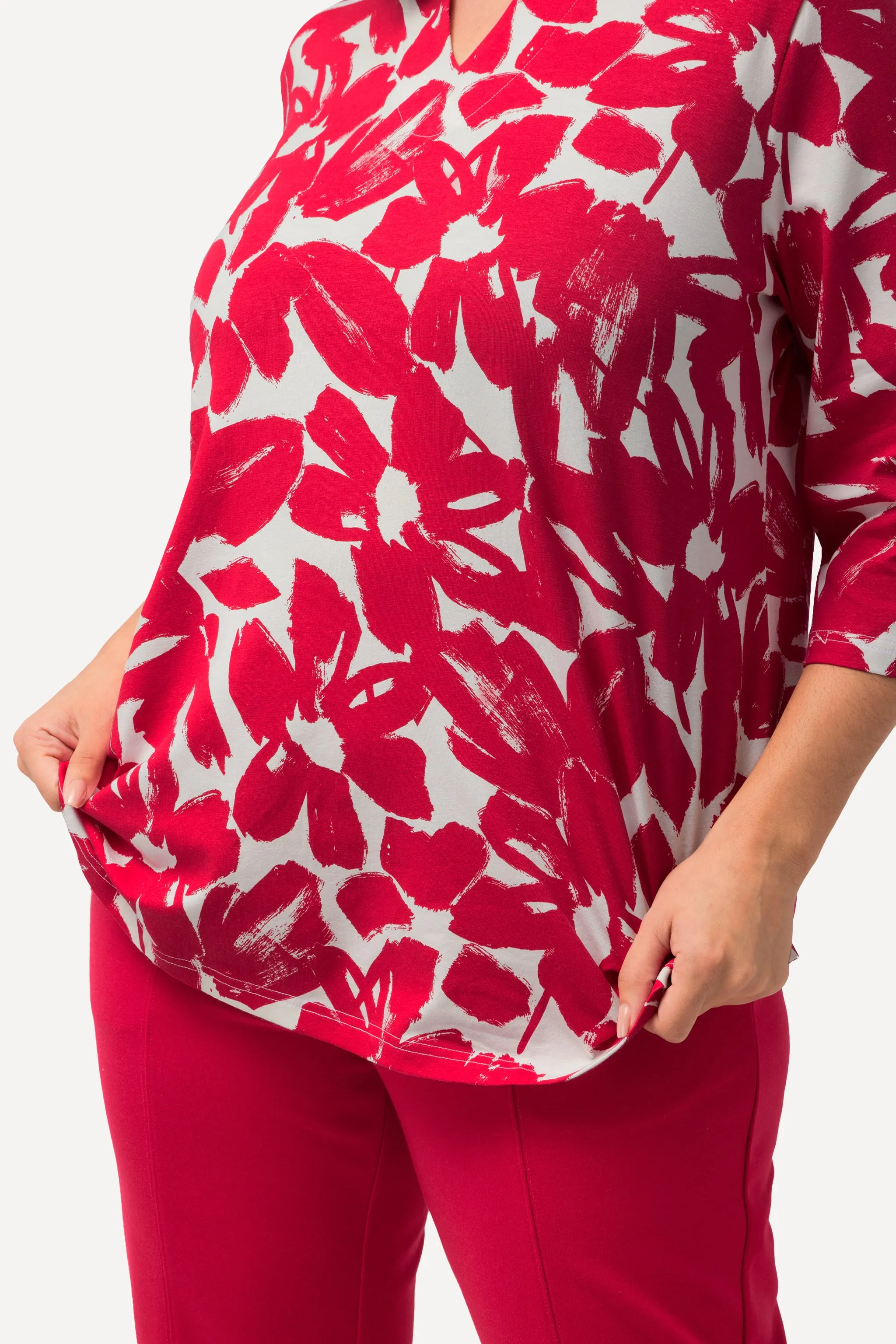 Ulla Popken Red Floral Top