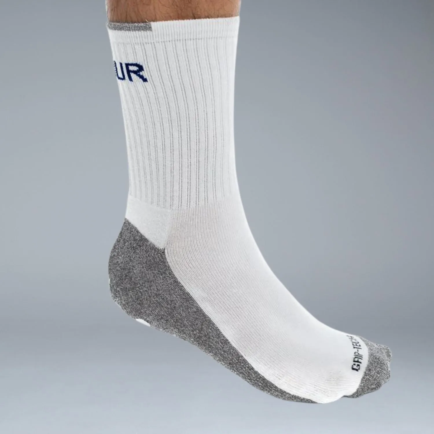 Valour Active Tech Grip Crew Socks - White & Navy