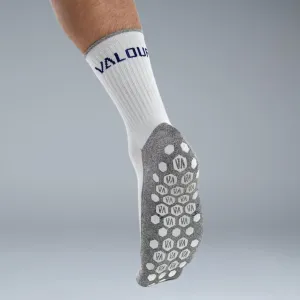 Valour Active Tech Grip Crew Socks - White & Navy