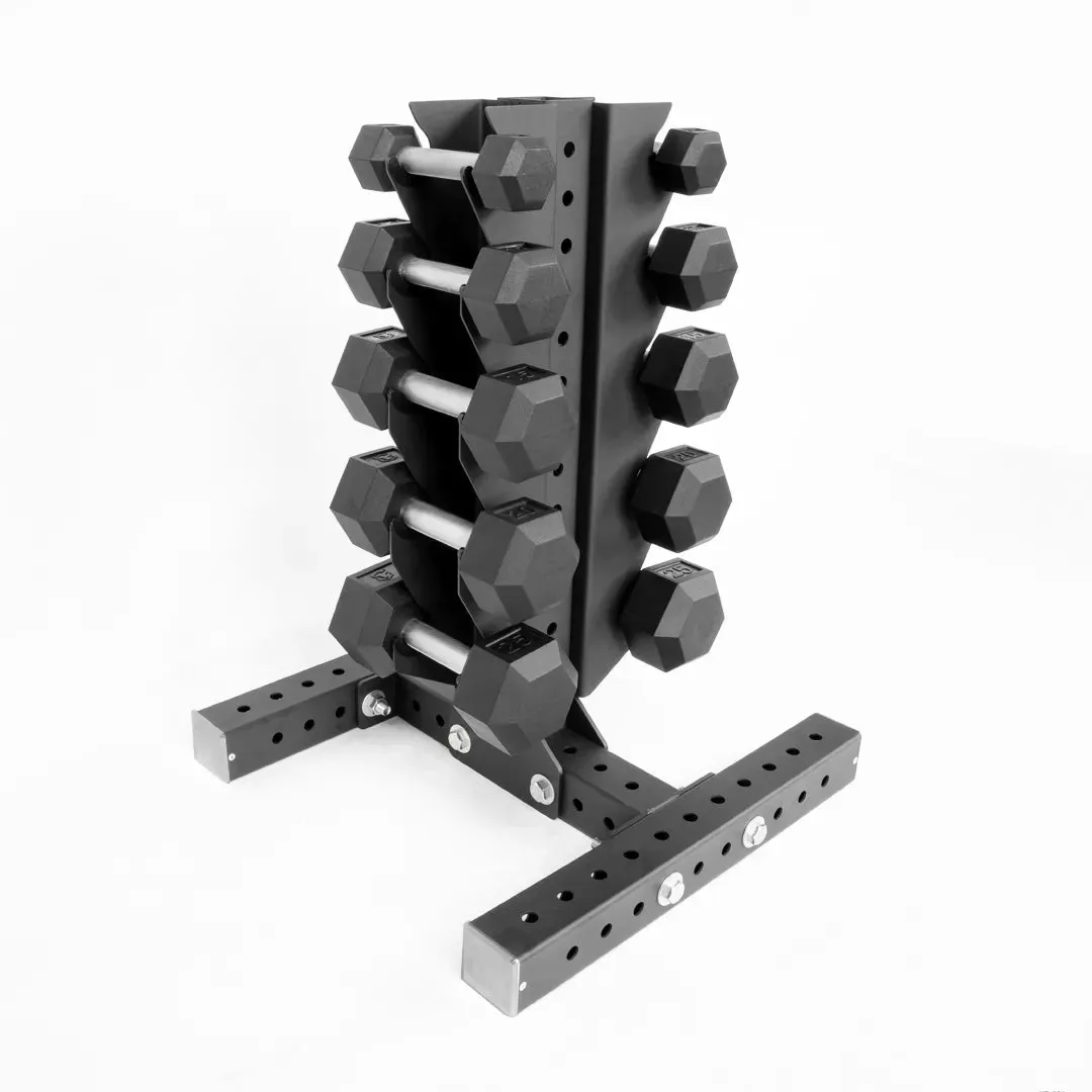 Vertical Dumbbell Rack with Hex Dumbbells | 5 Pairs (5-25LB)