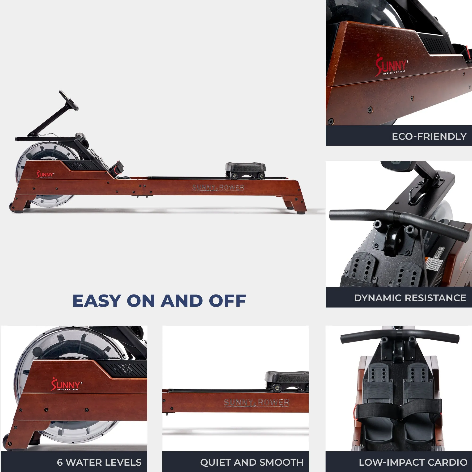 Vertical Hydro Wooden Water Rowing Machine