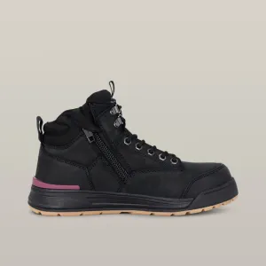 Women’s 3056 Lace up & Side Zip Safety Boot - Y60245 (Black)