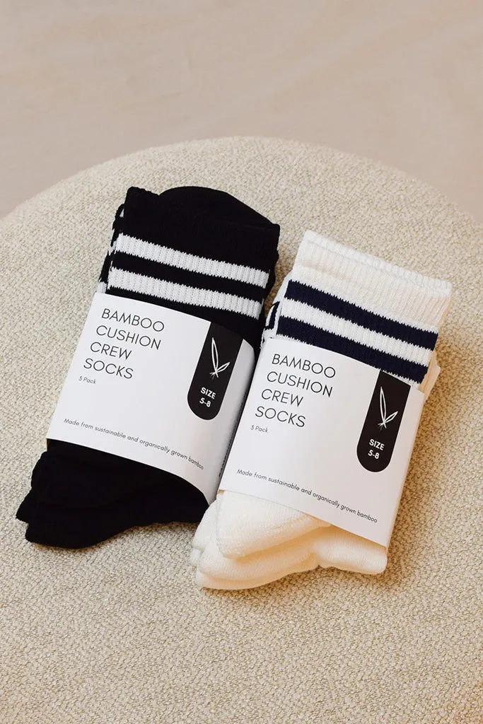 Women's Bamboo Cushion Crew Socks 3 Pack - Black