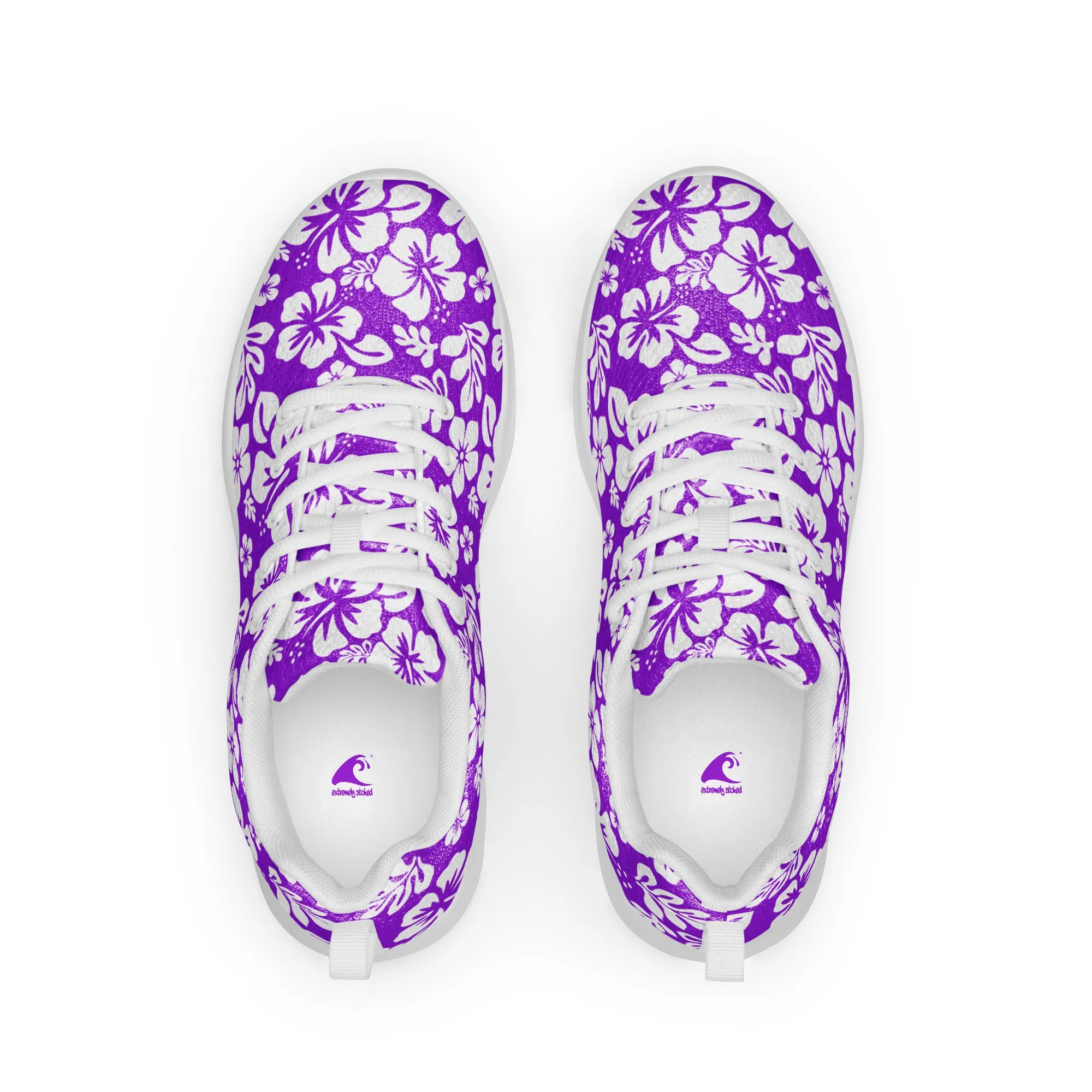 Women’s Purple and White Hawaiian Flowers Athletic Shoes