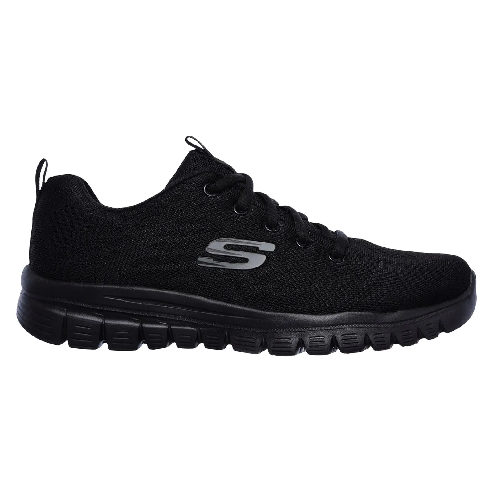 Women's Wide Fit Skechers 12615 Graceful Get Connected Sports Trainers - Black