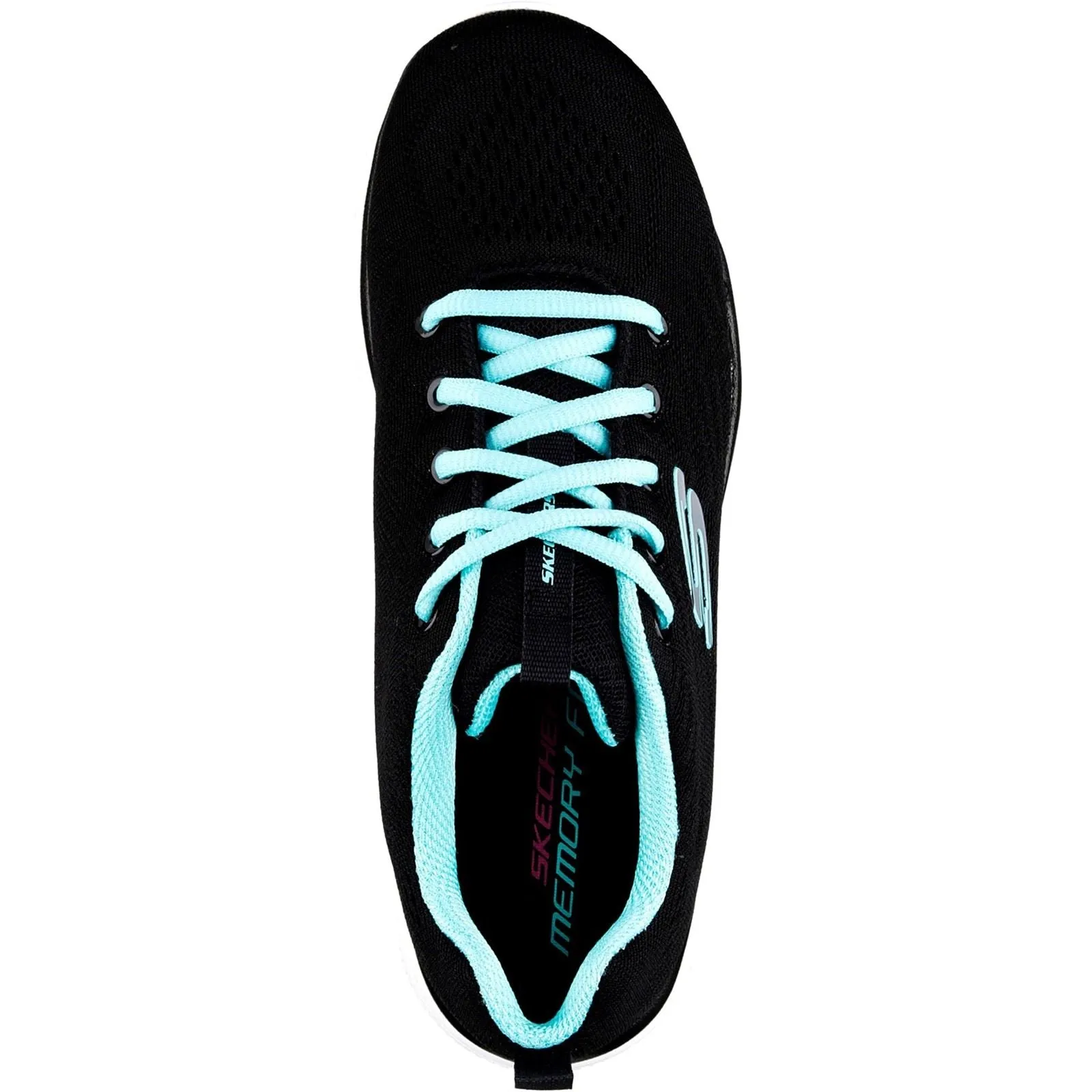 Women's Wide Fit Skechers 12615 Graceful Get Connected Sports Trainers - Black/Turquoise