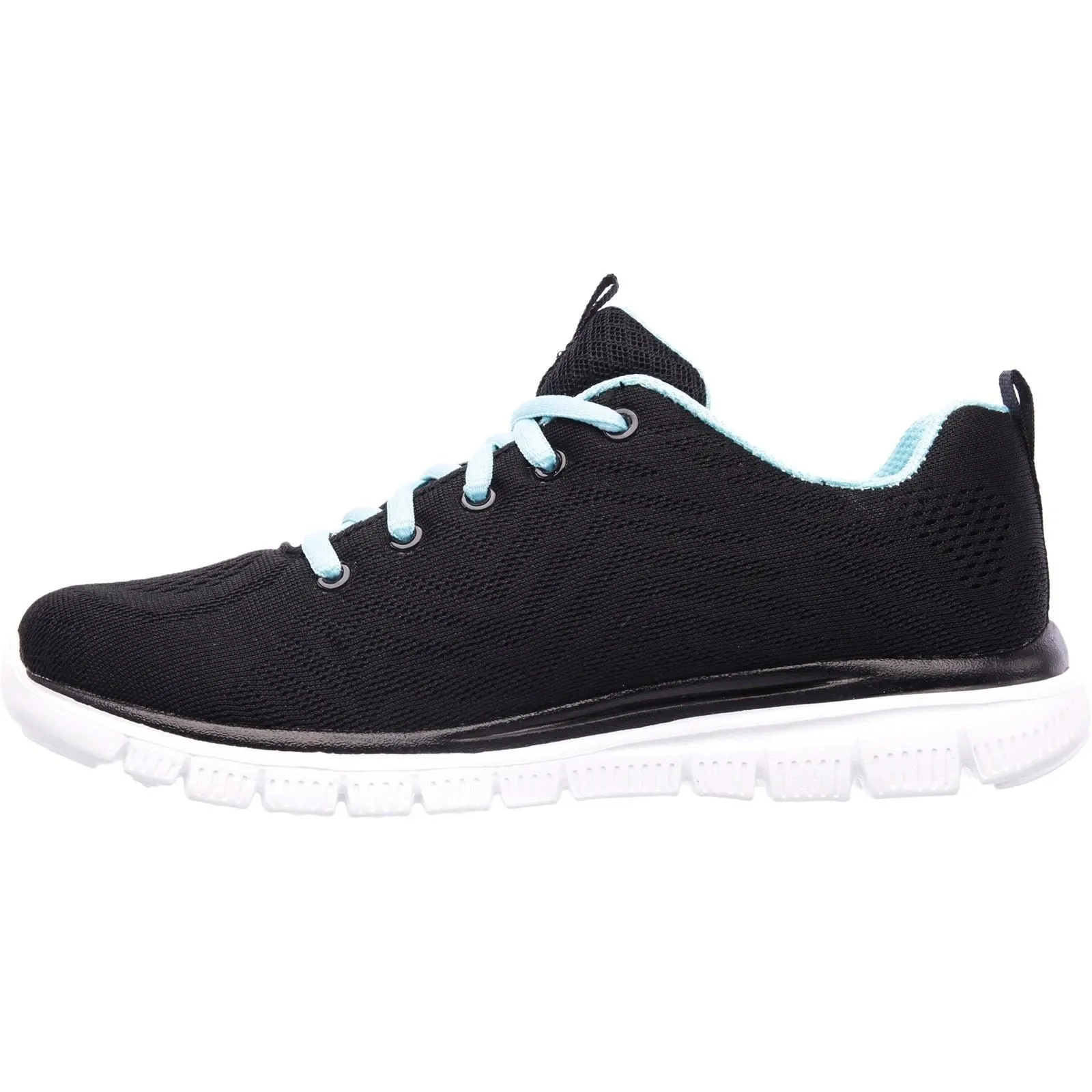 Women's Wide Fit Skechers 12615 Graceful Get Connected Sports Trainers - Black/Turquoise