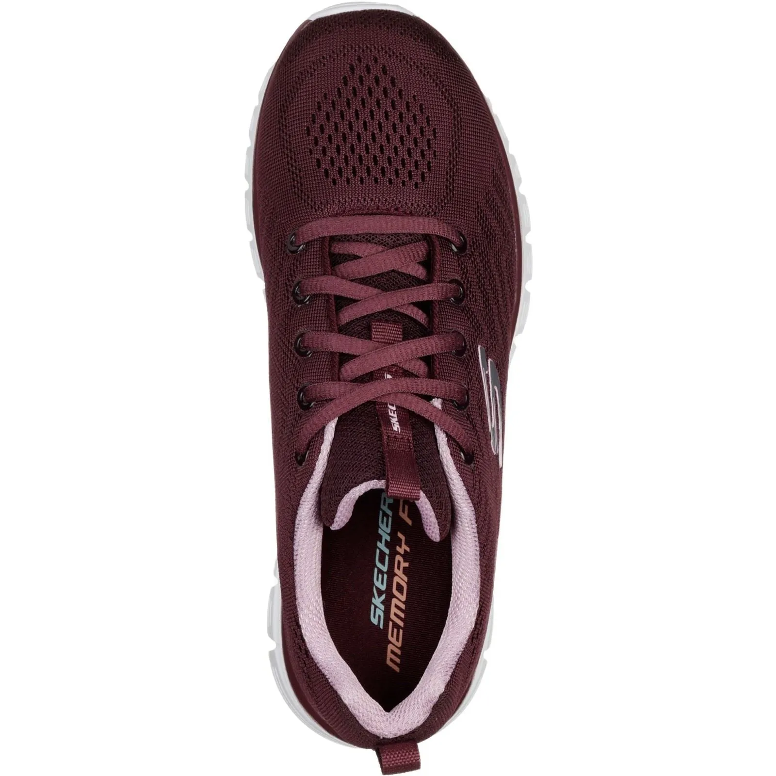 Women's Wide Fit Skechers 12615 Graceful Get Connected Sports Trainers - Wine