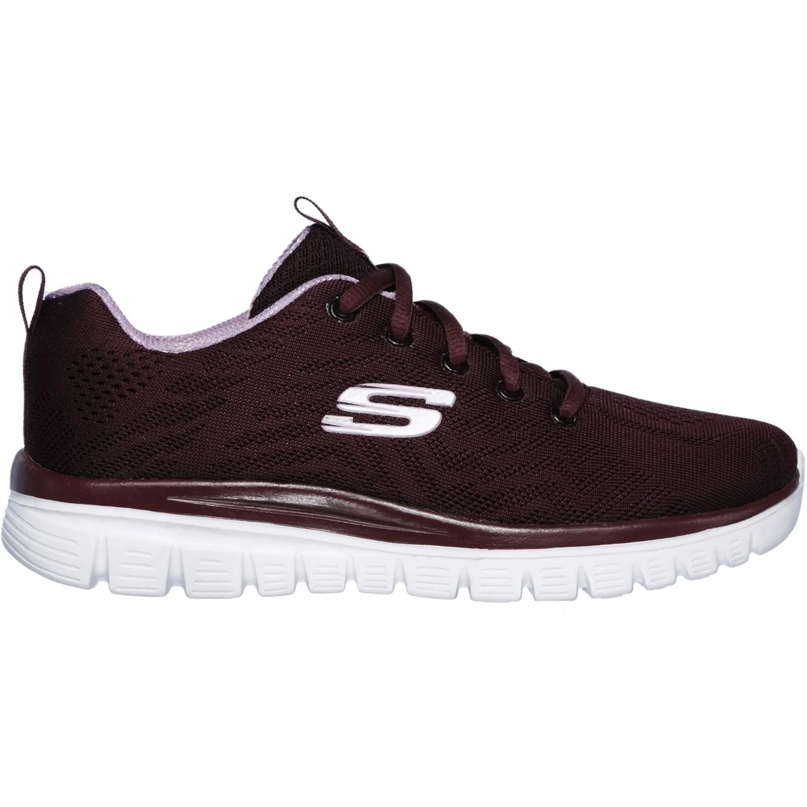 Women's Wide Fit Skechers 12615 Graceful Get Connected Sports Trainers - Wine