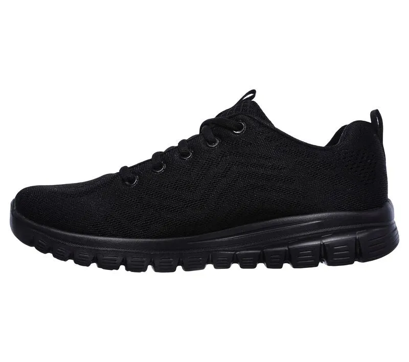 Womens Wide Fit Skechers 12615 Walking Trainers - Black