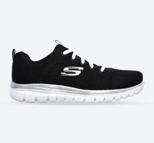 Womens Wide Fit Skechers 12615 Walking Trainers - Black/White