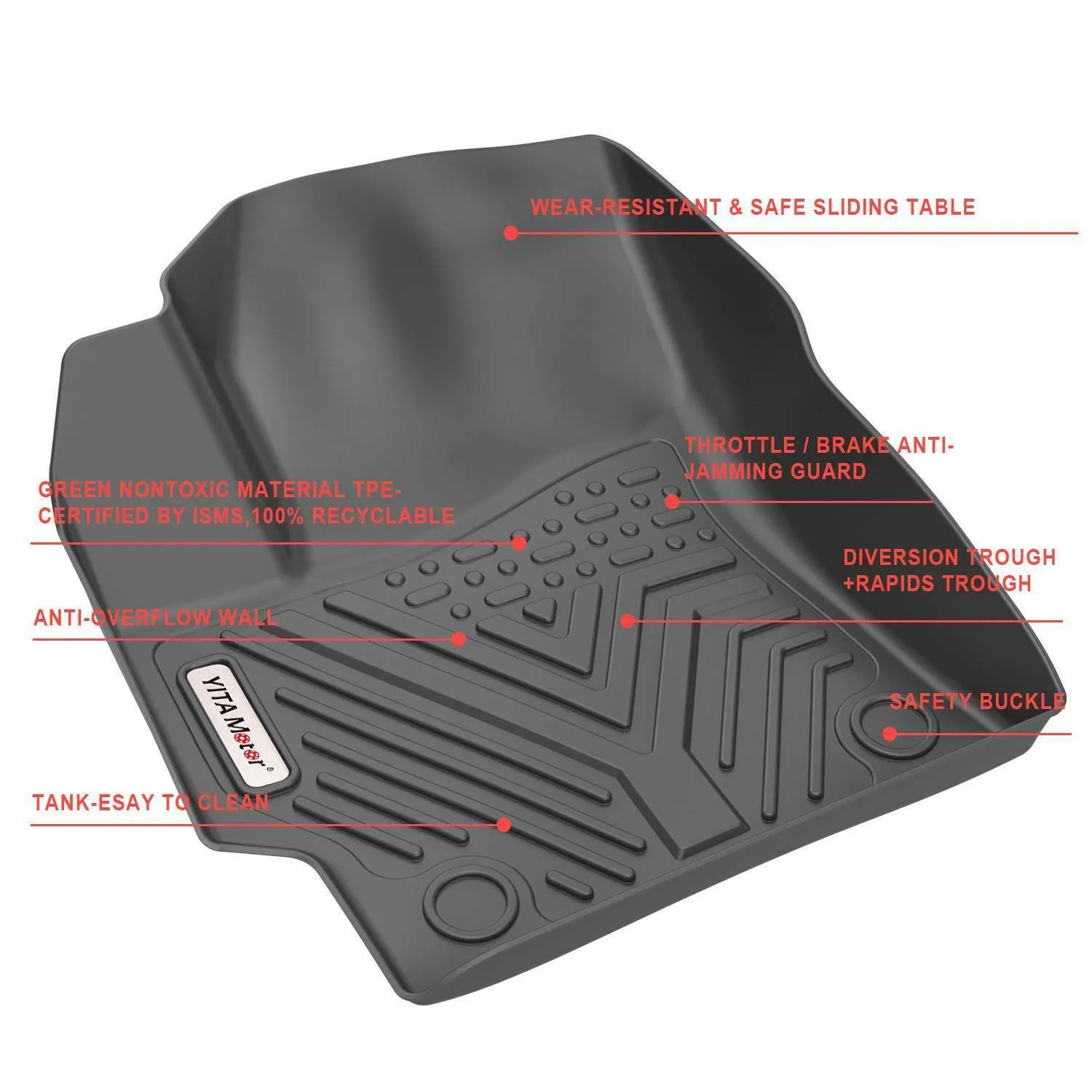 YITAMOTOR® Floor Mats For 20-24 Toyota Corolla Hybrid LE, TPE Floor Liners 1st & 2nd Row All-Weather Protection