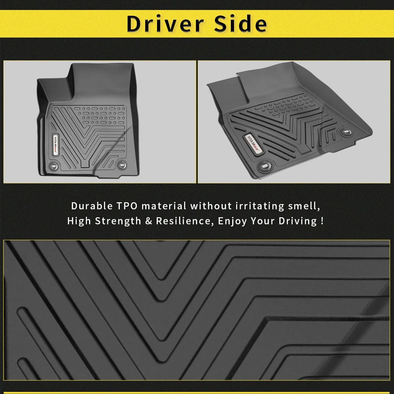 YITAMOTOR® Floor Mats For 2014-2019 Toyota Highlander, 1st & 2nd Row All Weather Protection Floor Liners